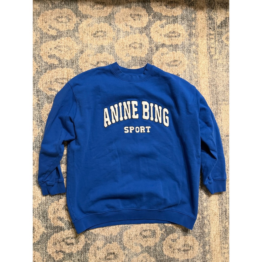 Anine Bing Tyler Sweatshirt Blue Oversized Small Pristine Condition